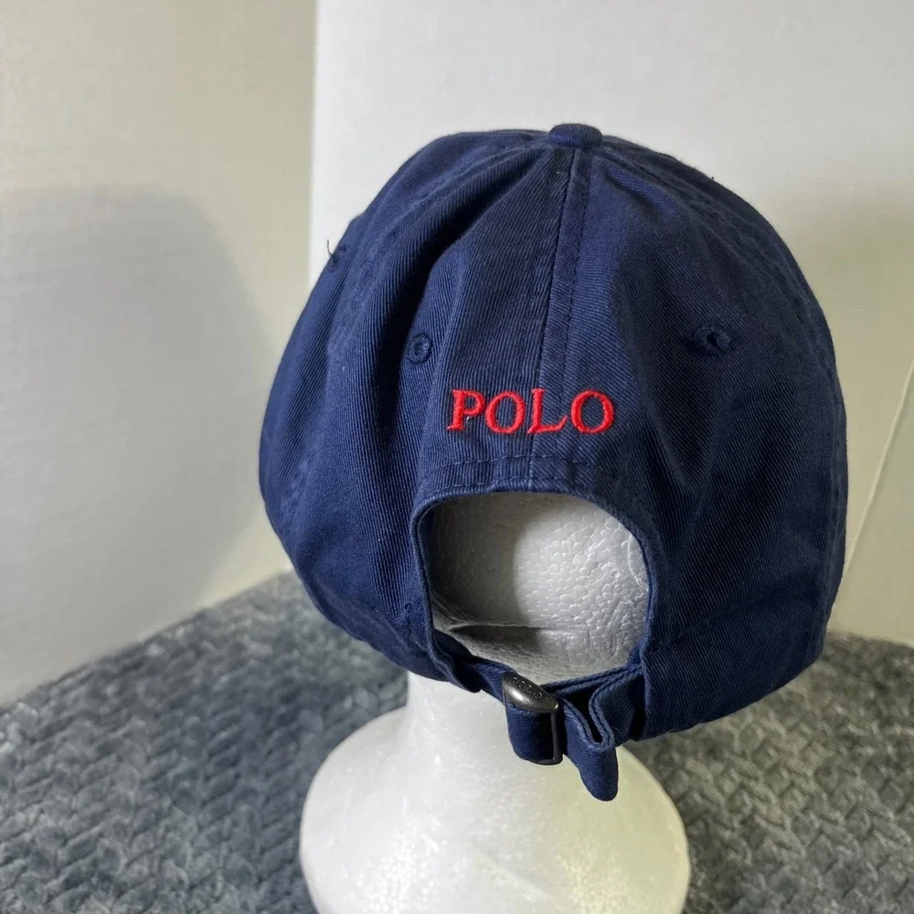 Polo Ralph Lauren Navy‎ Blue Baseball Cap Embroidered Red Pony Logo Adjustable